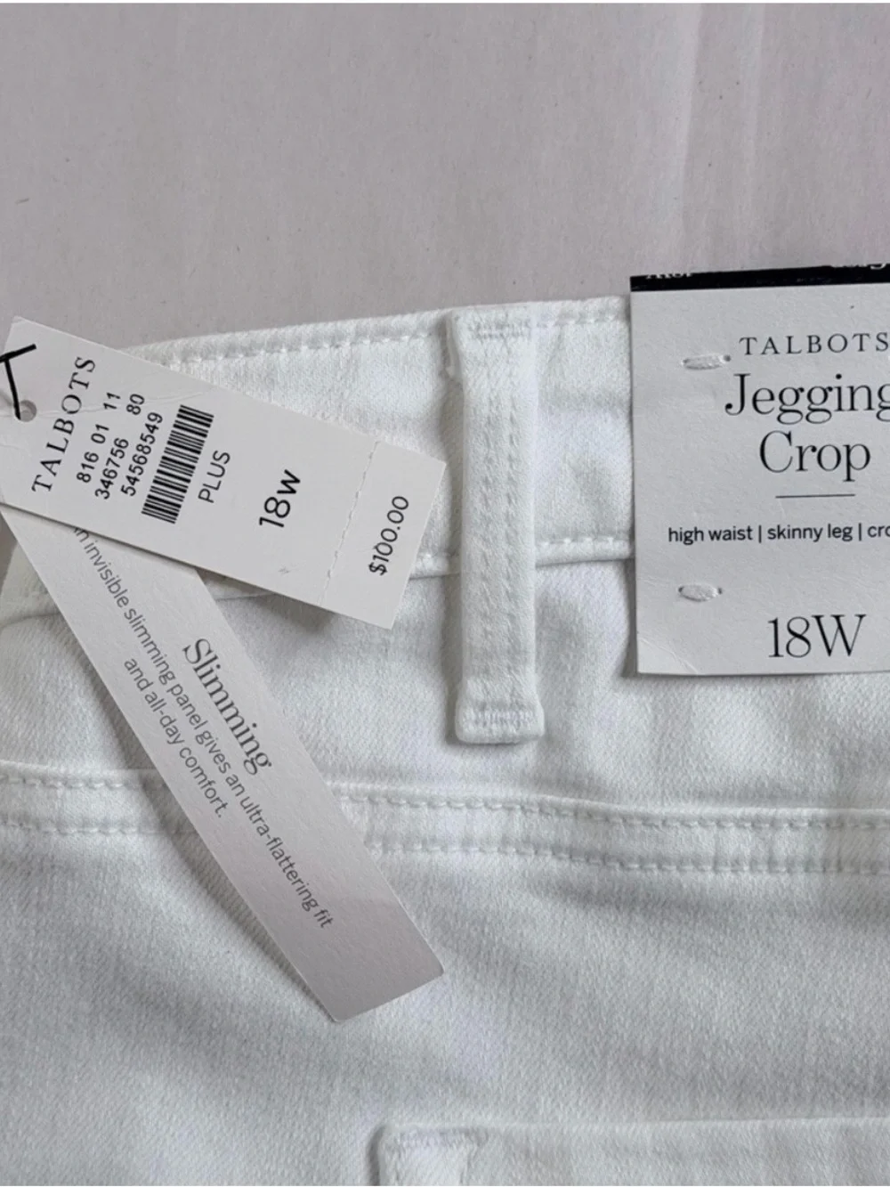 New Talbots White Jegging Crop 18W Plus High-waist Slimming Panel